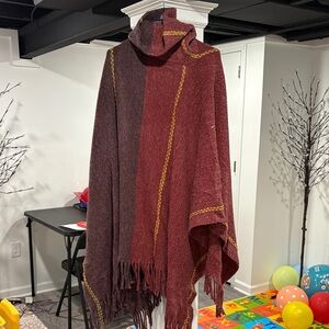 Free people Cozy cowl neck Burgundy and purple Poncho